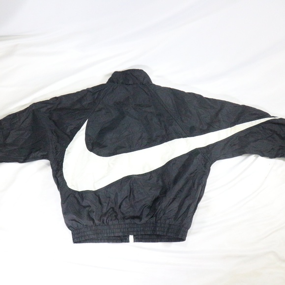 Nike Other - VTG NIKE Big Swoosh Black Zip Track Jacket